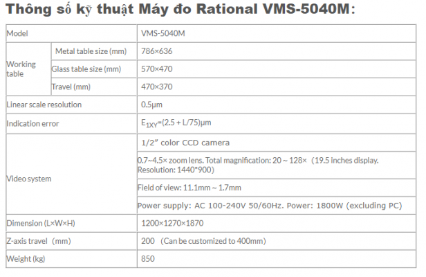 Sửa máy đo 2D Rational VMS-5040M